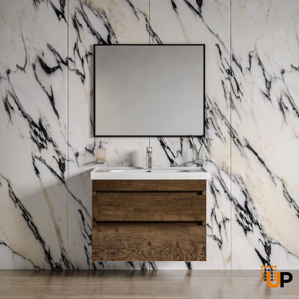 Modern Wall-Mounted Bathroom Vanity with Washbasin | Niagara Rosewood Collection | Non-Toxic Fire-Resistant MDF-24" photo#2
