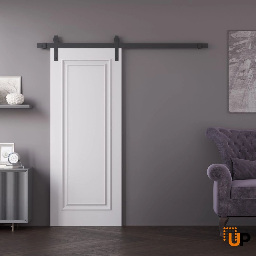 Single solid wood with honeycomb sliding interior barn door | Royal 9811 White | 18 x 80 photo#2