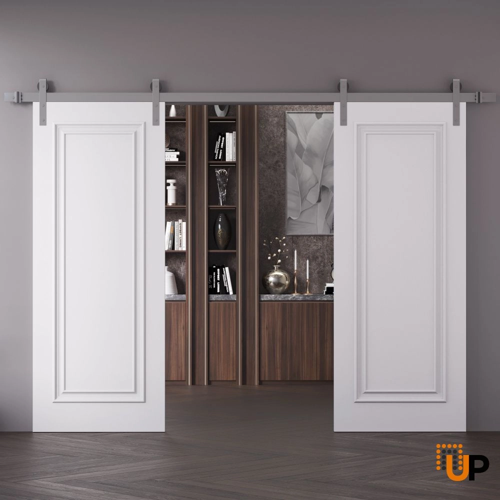 Double solid wood with honeycomb sliding classic interior barn double door | Royal 9811 White | 36 x 80 photo#2