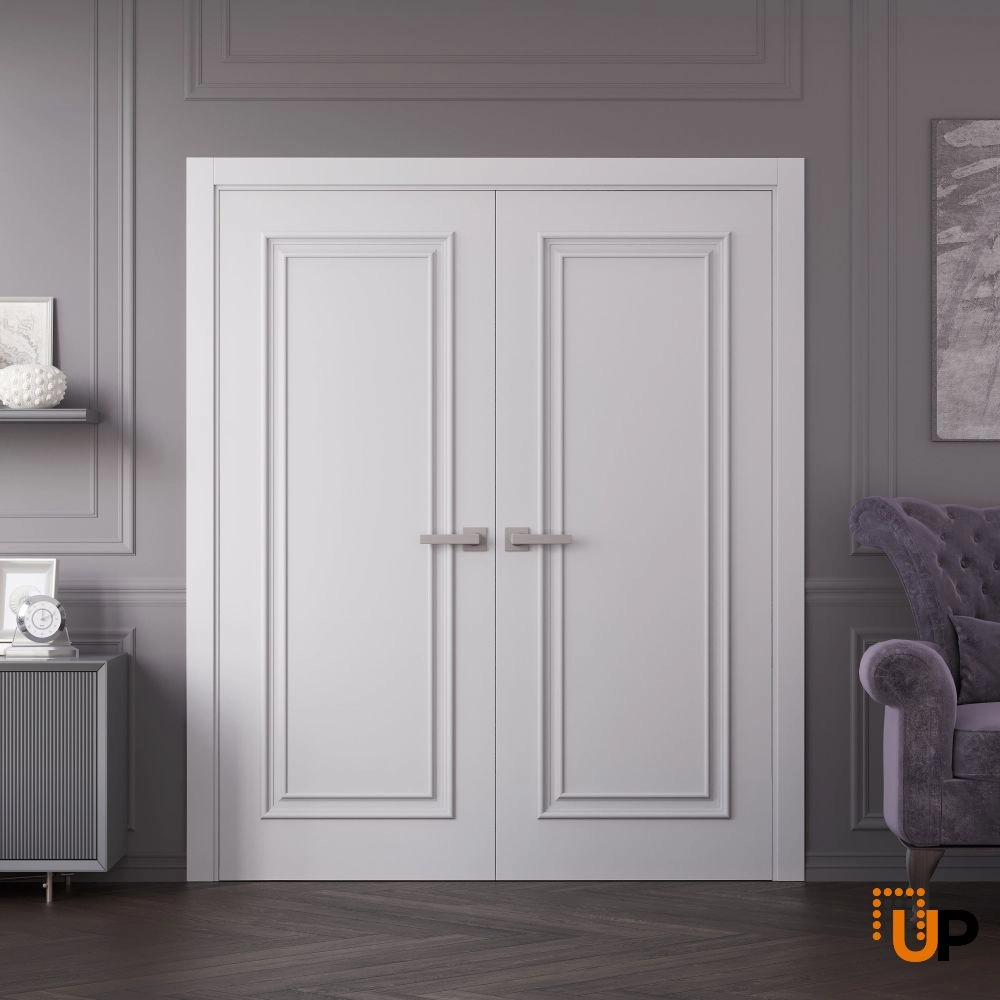 Double solid wood with honeycomb interior swing double door | Royal 9811 White | 36 x 80 photo#2