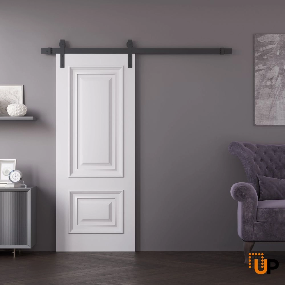 Single solid wood with honeycomb sliding interior barn door | Royal 9822 White | 36 x 80 photo#2