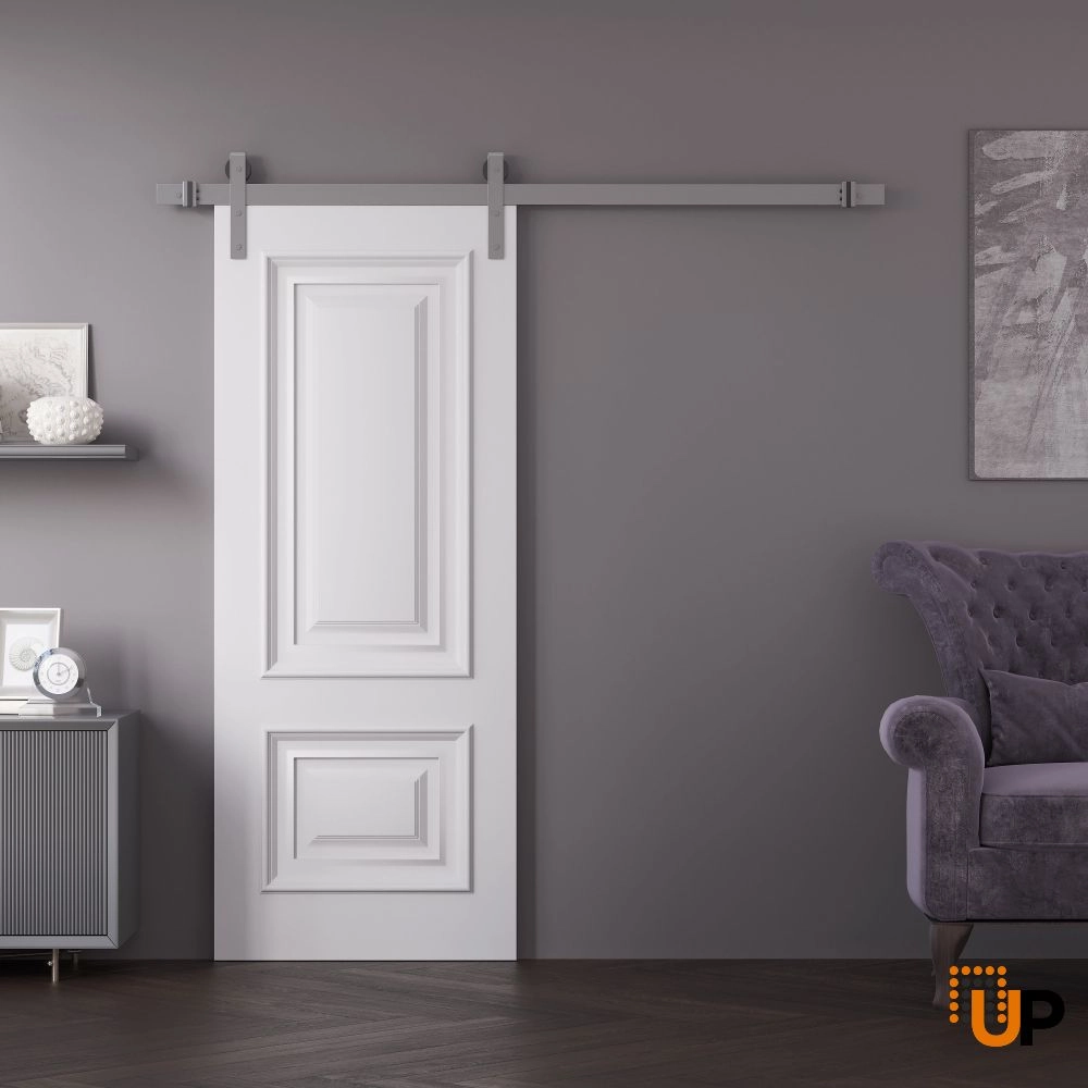 Single solid wood with honeycomb sliding interior barn door | Royal 9822 White | 18 x 80 photo#2