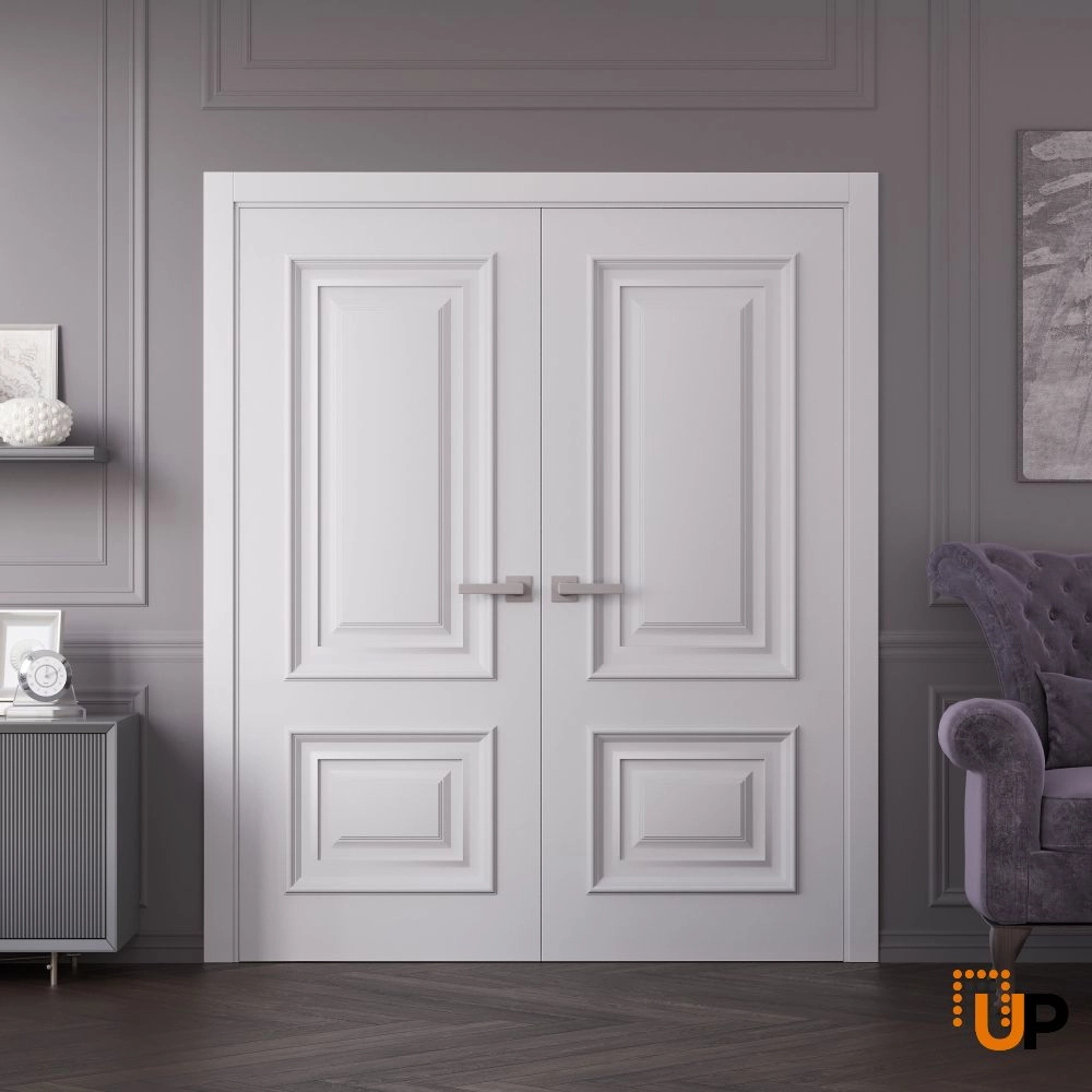 Double solid wood with honeycomb interior swing double door | Royal 9822 White | 36 x 80 photo#2