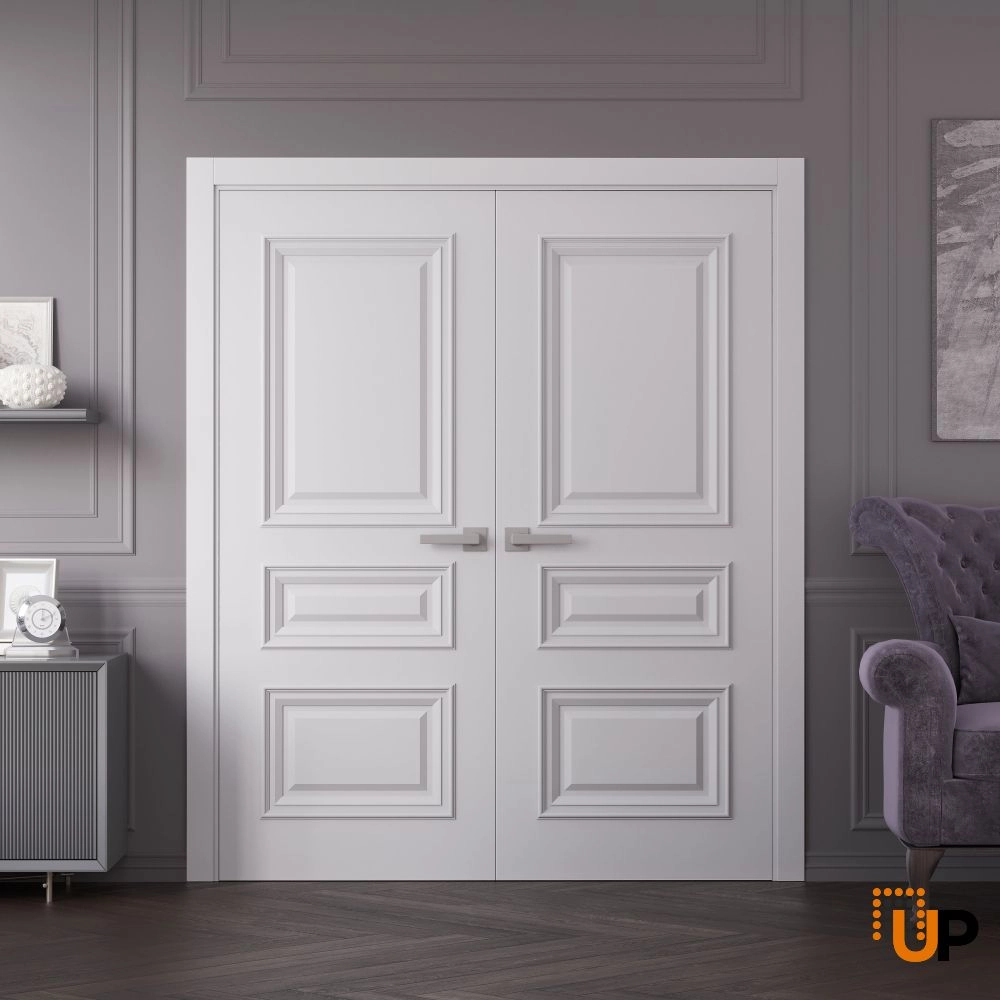 Double solid wood with honeycomb interior swing double door | Royal 9833 White | 36 x 80 photo#2