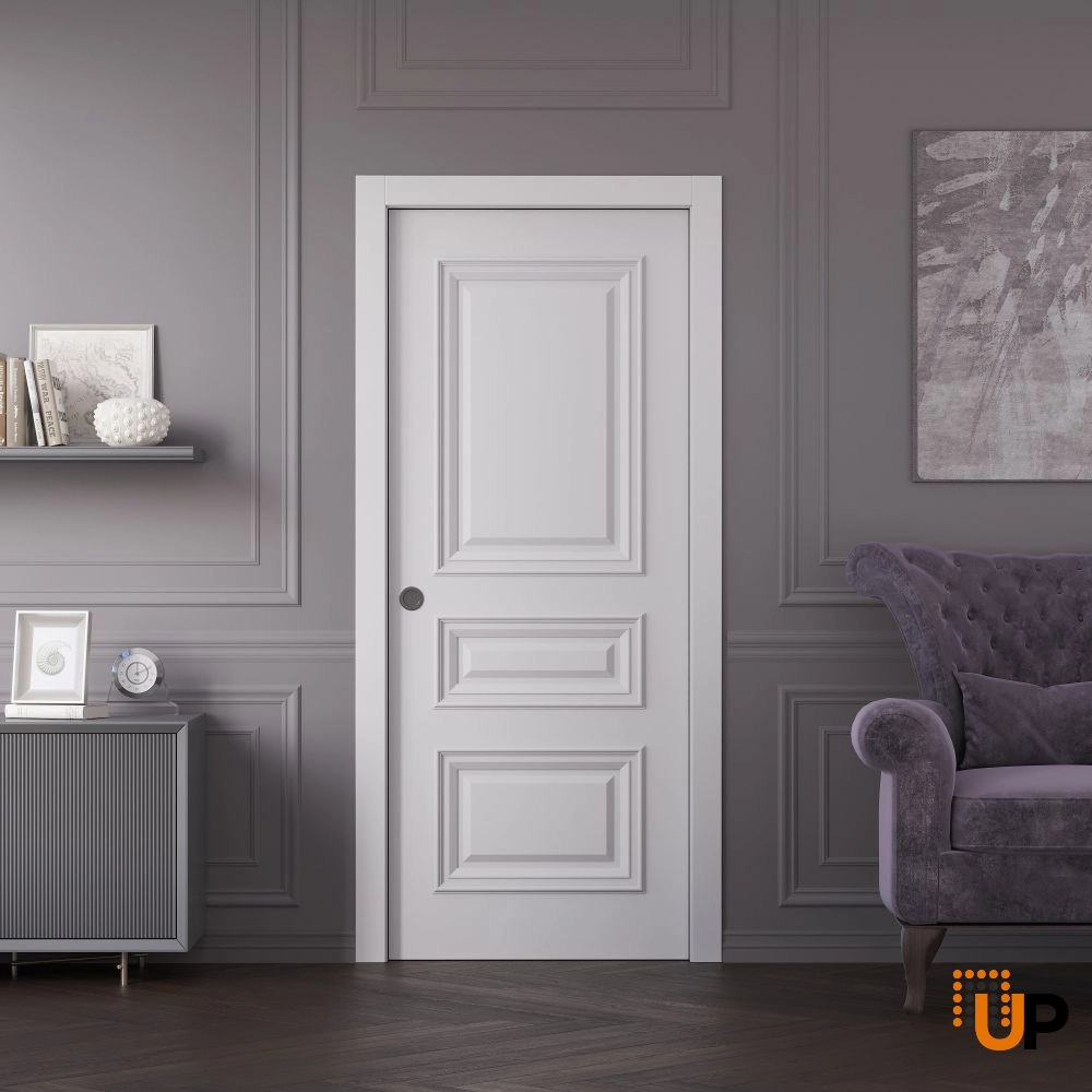 Single solid wood with honeycomb sliding interior pocket door | Royal 9833 White | 18 x 80 photo#2