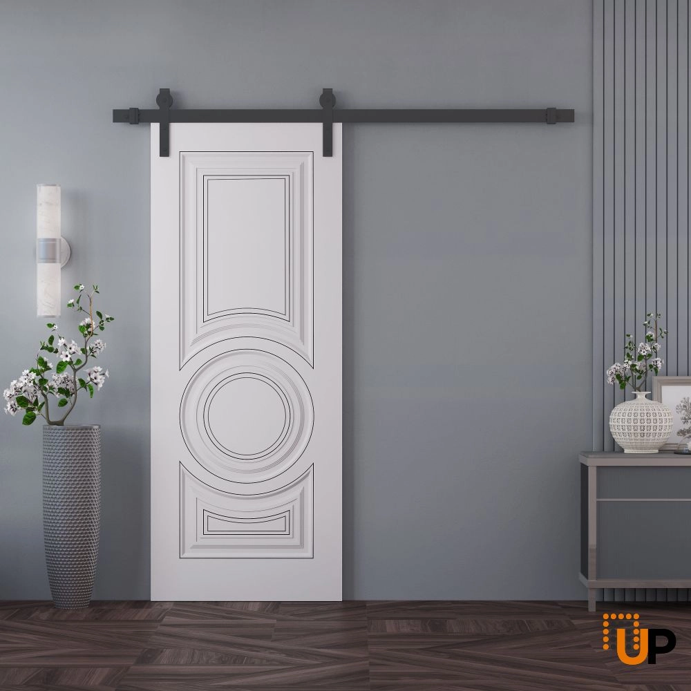 Single solid wood with honeycomb sliding interior barn door | Royal 9855 White | 18 x 80 photo#2