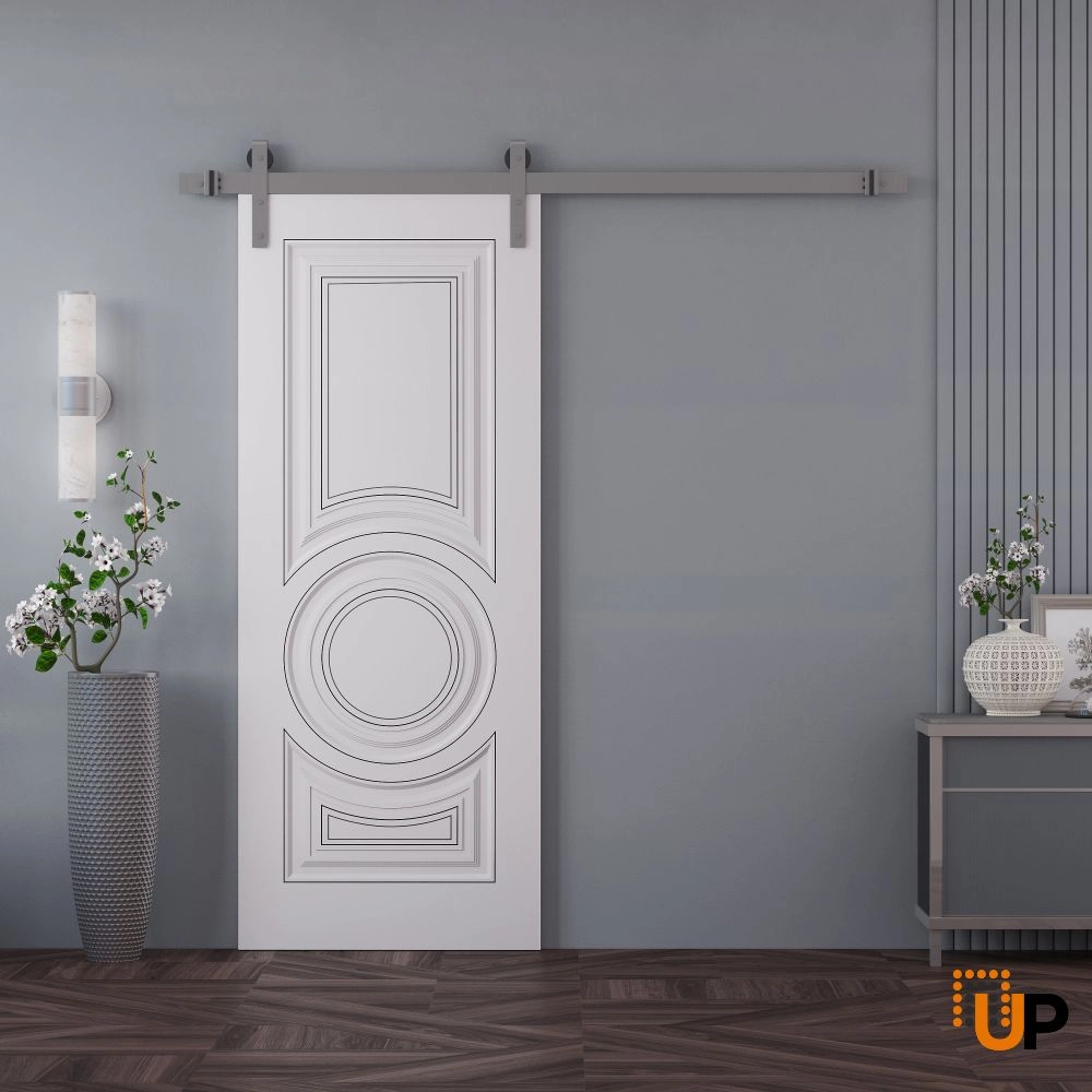 Single solid wood with honeycomb sliding interior barn door | Royal 9855 White | 18 x 80 photo#2