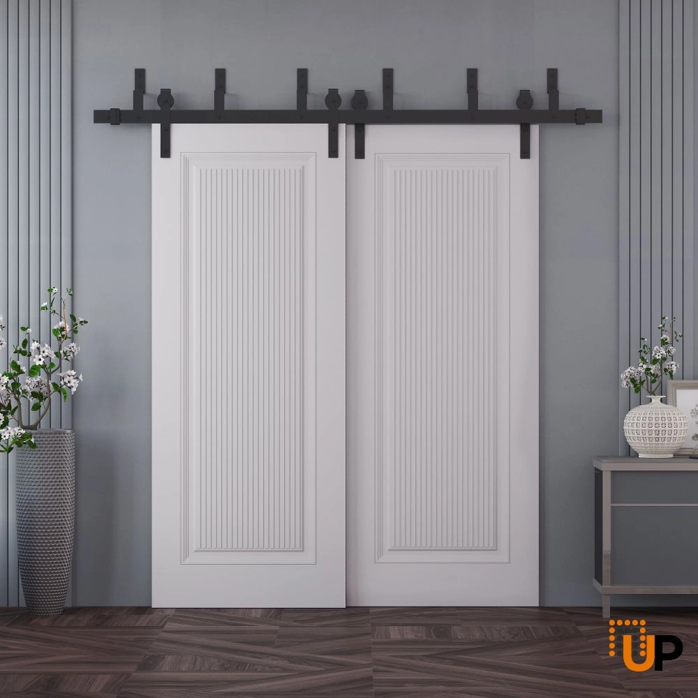 Double solid wood with honeycomb sliding interior barn bypass door | Royal 9888 White | 36 x 80 photo#2