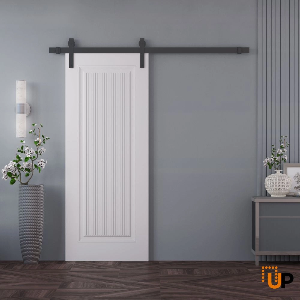 Single solid wood with honeycomb sliding interior barn door | Royal 9888 White | 18 x 80 photo#2