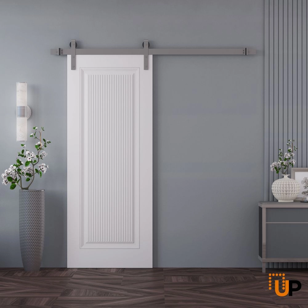 Single solid wood with honeycomb sliding interior barn door | Royal 9888 White | 18 x 80 photo#2