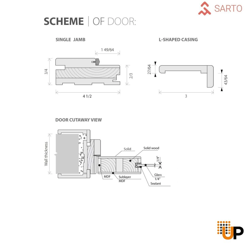 Single solid wood with honeycomb interior swing door | Basic 3002 Ash Franko | 18 x 80 photo#4
