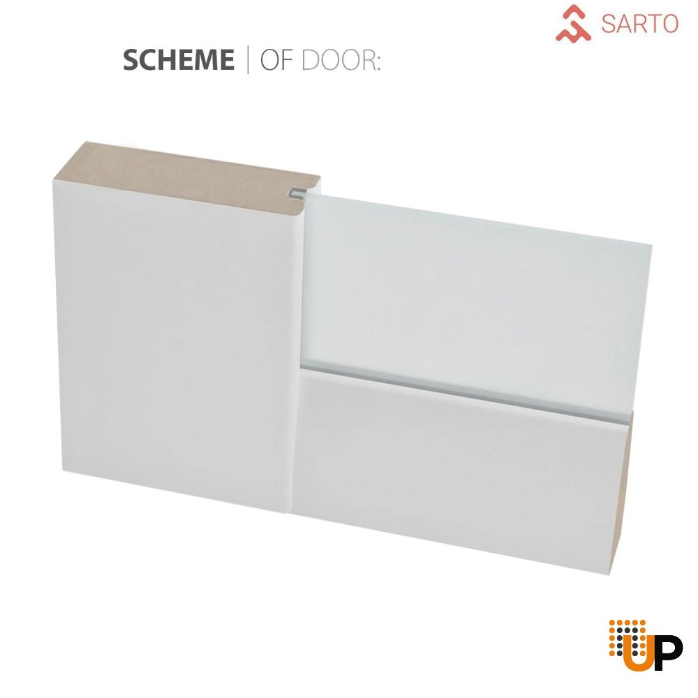 Single mdf luxury interior door slab with clear glass | Quadro 4522 White | 18 x 80 photo#5