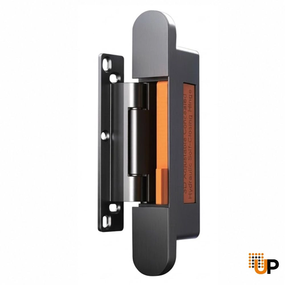 Hydraulic Self Close Concealed Door Hinge, Satin Chrome (Silver) photo#3