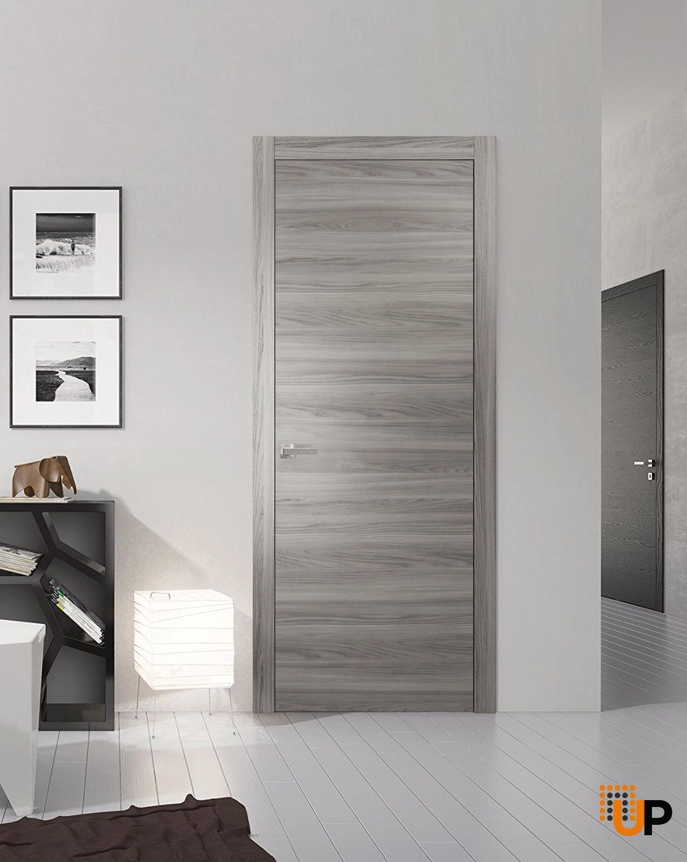 Single solid wood with honeycomb modern interior swing door | Planum 0010 Ginger Ash | 18 x 80 photo#4