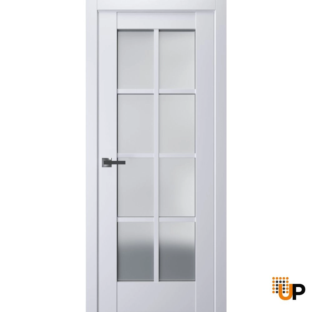 Single laminate classic interior swing door with frosted glass | Veregio 7412 White | 18 x 80 photo#1