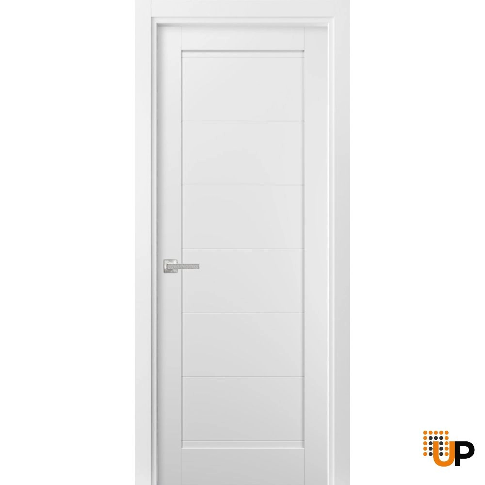 Single mdf modern interior swing door | Quadro 4115 White | 18 x 80 photo#1