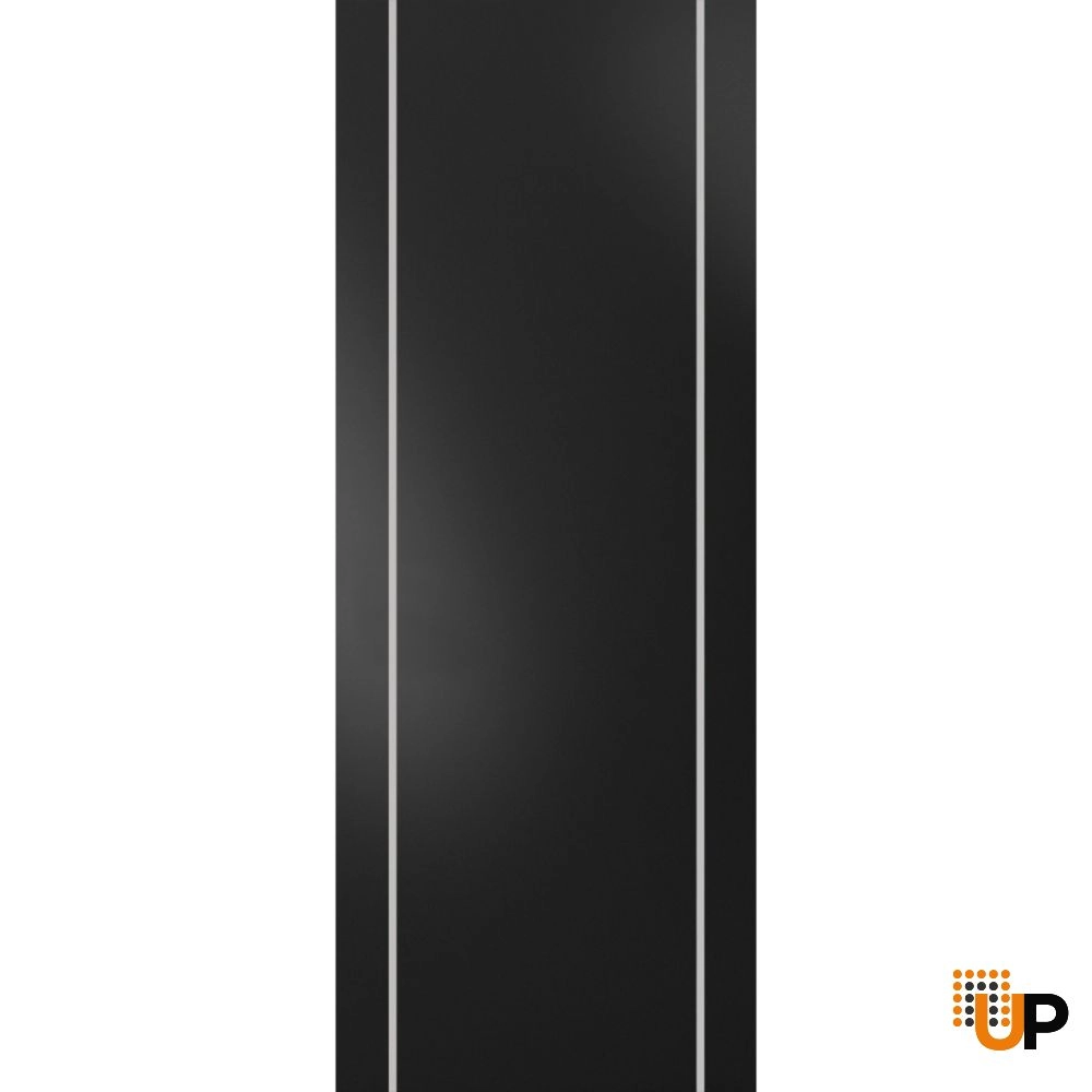 Single solid wood with honeycomb modern interior door slab | Planum 0410 Black Matte | 18 x 80 photo#1