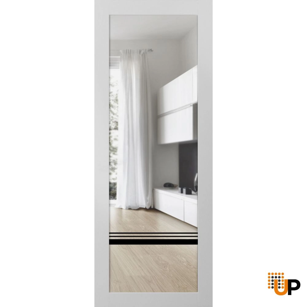 Single solid core luxury interior door slab with clear glass | Lucia 2666 White | 18 x 80 photo#1