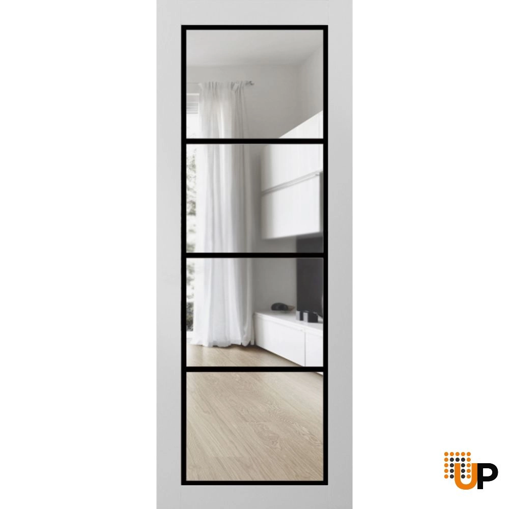 Single solid core luxury interior door slab with clear glass | Lucia 2466 White | 18 x 80 photo#1
