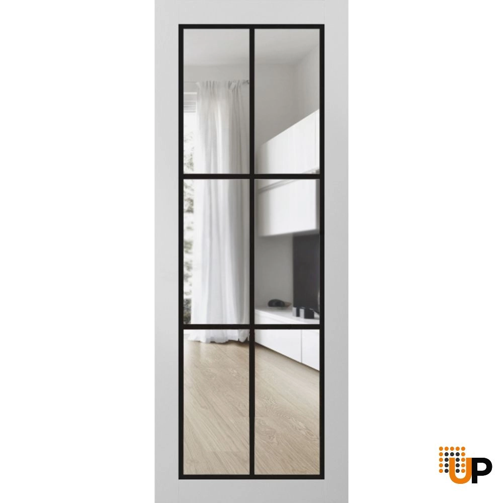 Single solid core luxury interior door slab with clear glass | Lucia 2366 White | 18 x 80 photo#1