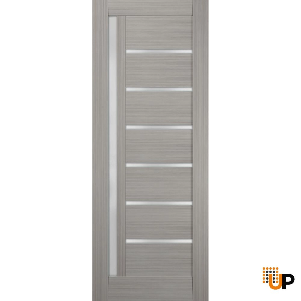 Single mdf modern interior door slab with frosted glass | Quadro 4088  Ginger Ash | 18 x 80 photo#1