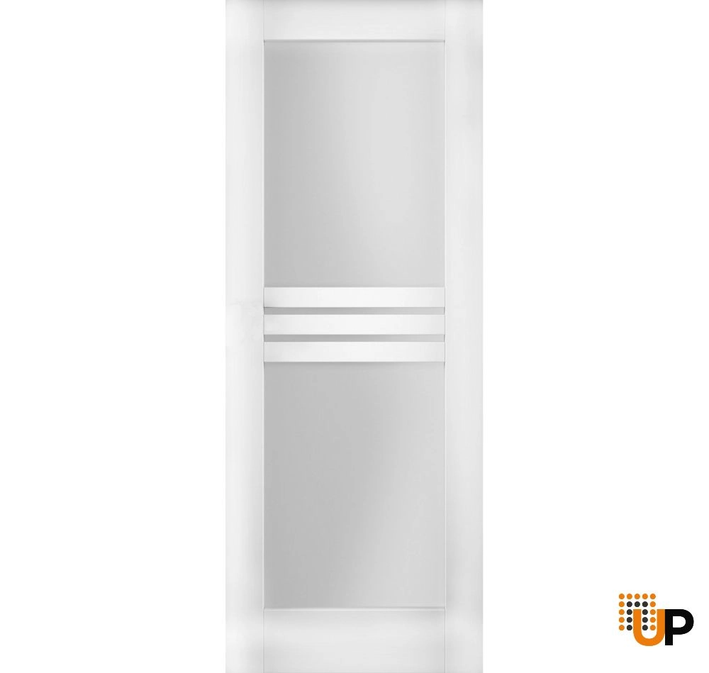 Single mdf interior door slab with frosted glass | Mela 7222 White | 32 x 80 photo#2
