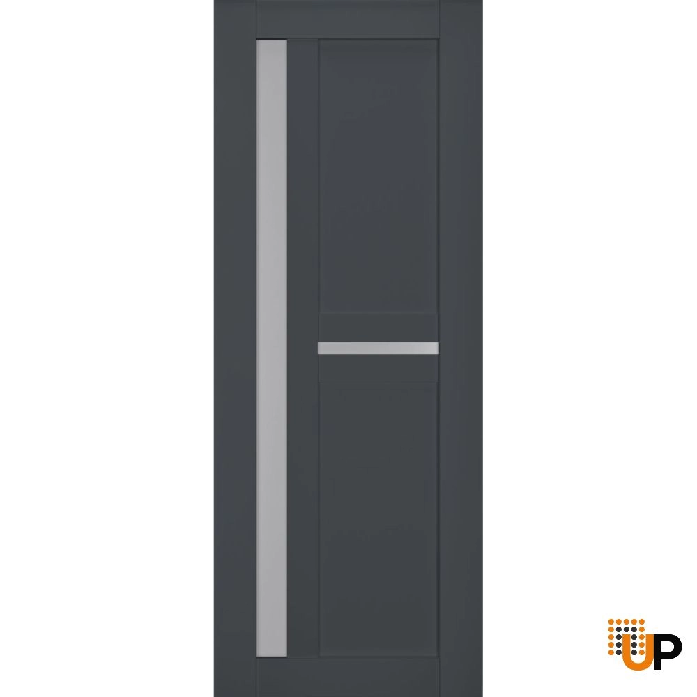 Single laminate modern interior door slab with frosted glass | Veregio 7288 Antracite | 18 x 80 photo#1