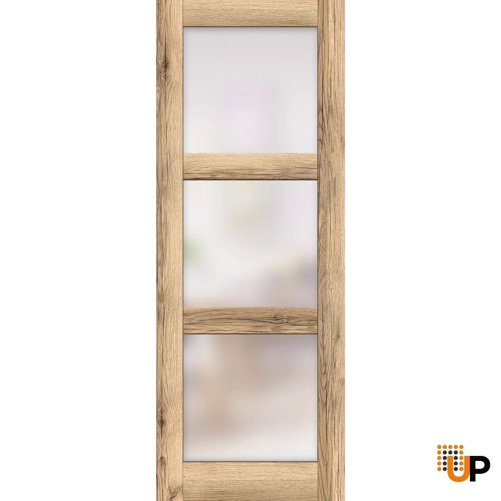 Single solid core luxury interior door slab with frosted glass | Lucia 2552 Oak | 18 x 80 photo#1