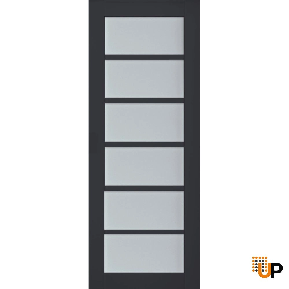 Single laminate luxury interior door slab with frosted glass | Veregio 7602 Antracite | 18 x 80 photo#1