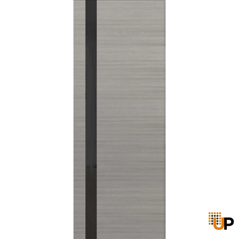 Single solid core interior door slab with frosted glass | Planum 0040 Grey Oak | 18 x 80 photo#1