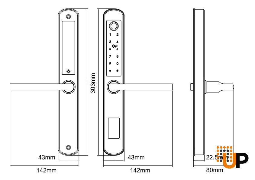 Smart FingerPrint Handle and Lock for Metal-Plastic Upvc Door photo#2