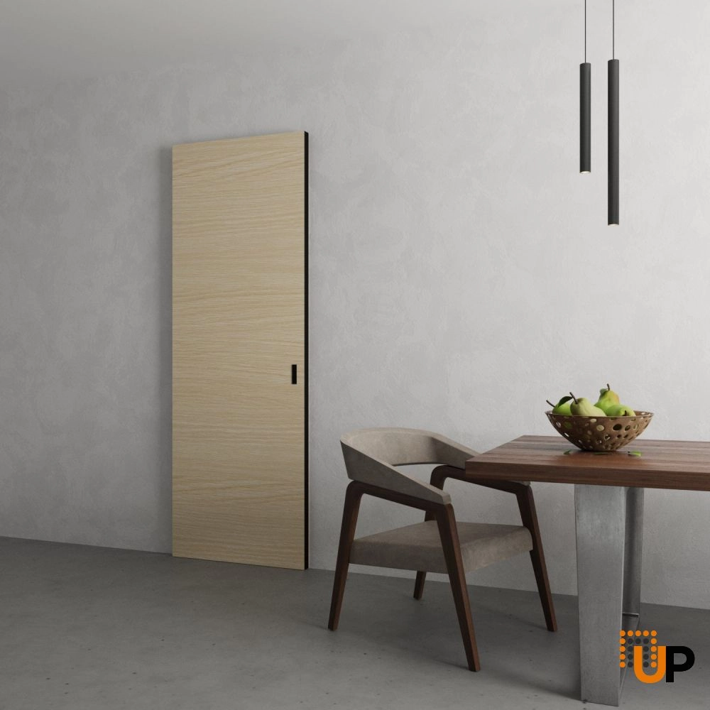 Single solid wood with honeycomb sliding modern interior hidden barn door | Planum 0010 Light Oak | 28 x 80 photo#4