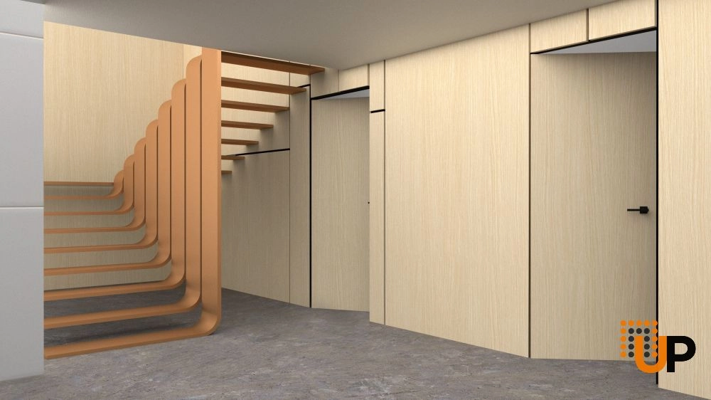Single solid wood with honeycomb swing modern interior hidden door | Planum 0010 Light Oak | 18 x 80 photo#2
