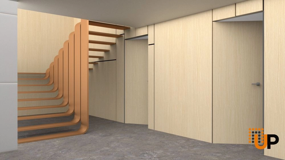 Single solid wood with honeycomb swing modern interior hidden door | Planum 0010 Light Oak | 18 x 80 photo#2
