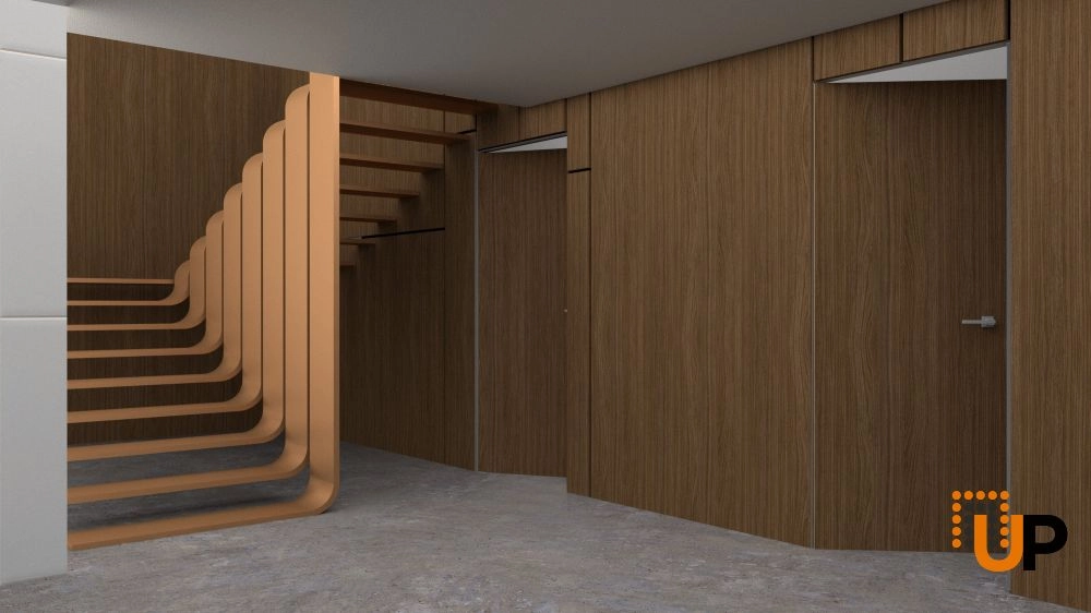 Single solid wood with honeycomb swing modern interior hidden door | Planum 0010 Walnut | 24 x 80 photo#2