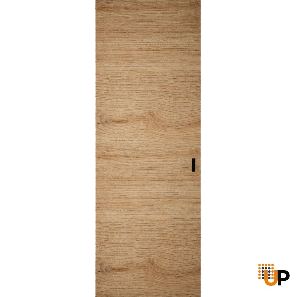 Single solid wood with honeycomb sliding modern interior hidden barn door | Planum 0010 Split Wood | 28 x 80 photo#1