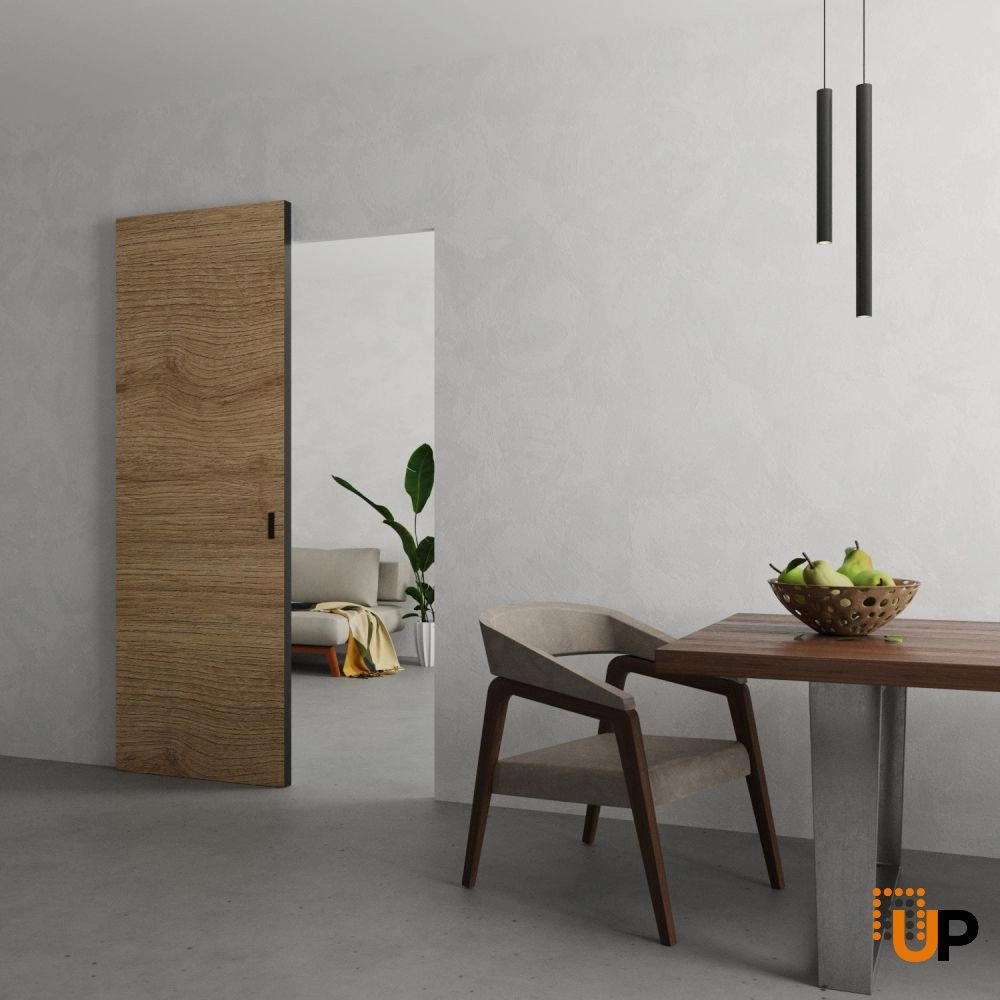 Flush wood with honeycomb interior hidden barn door | Planum 0010 Brown | 18 x 80 in. photo#2