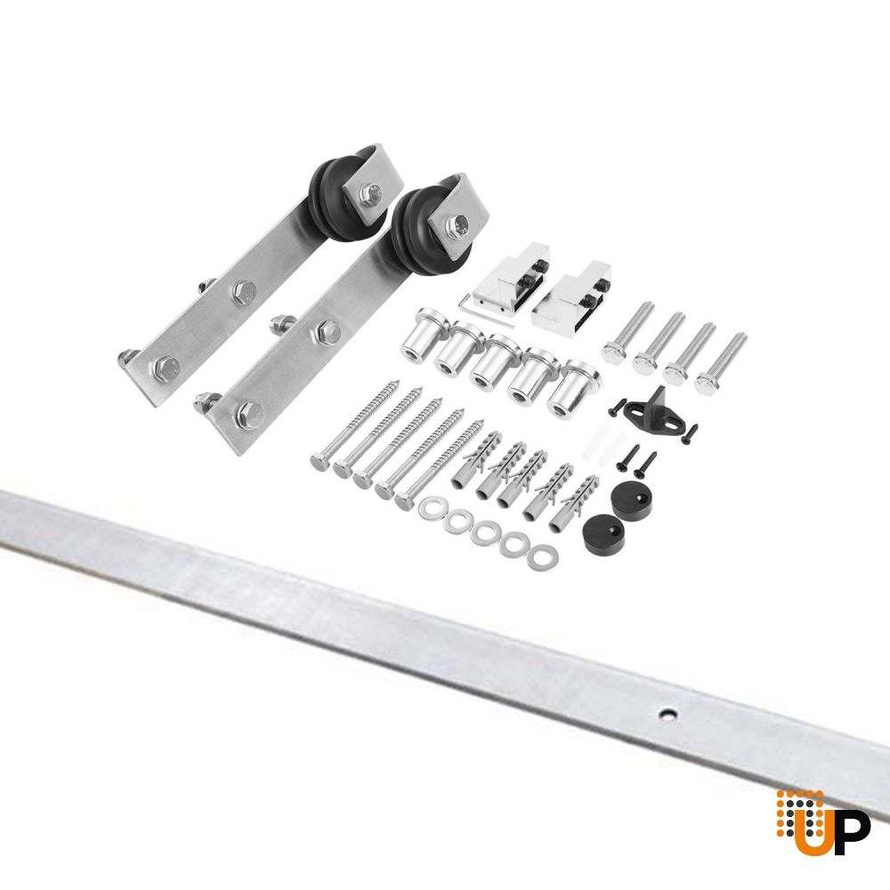 Single mdf sliding modern interior barn door with frosted glass | Sete 6933 White | 18 x 80 photo#3