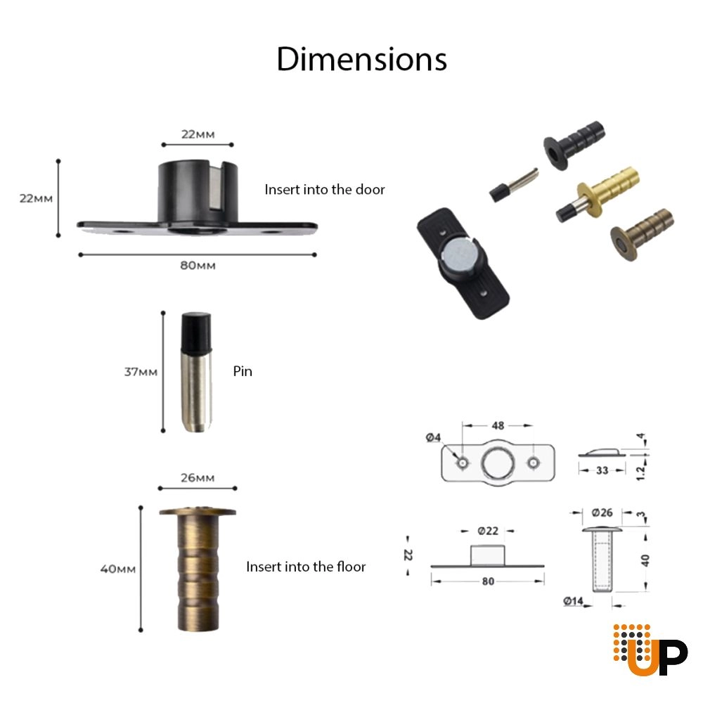 Magnetic Hidden Door Stopper Black photo#5