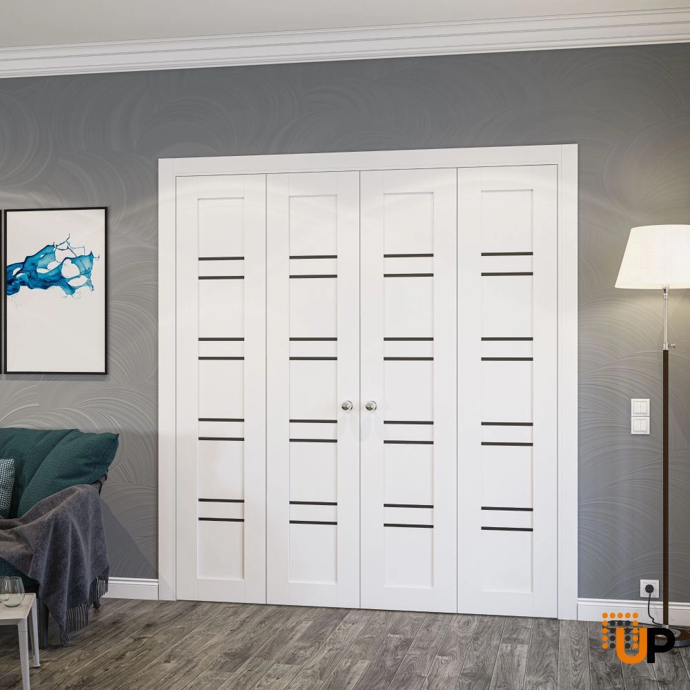 Double solid core sliding interior bi-fold double door | Basic 4901 White | 72 x 80 photo#2