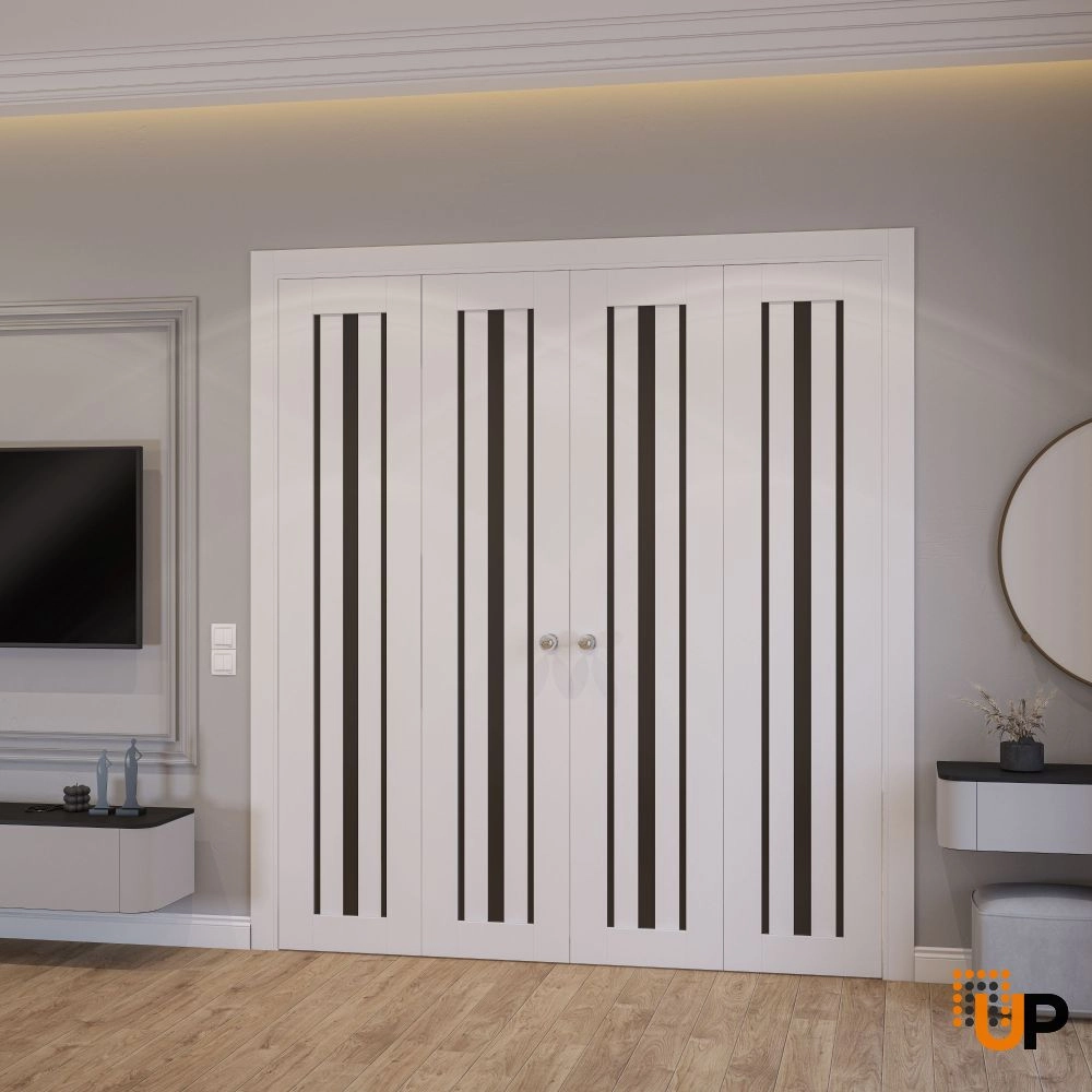 Double solid core sliding interior bi-fold double door | Basic 4903 White | 72 x 80 photo#2