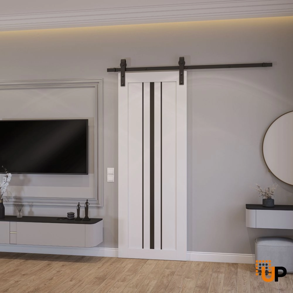 Single solid core sliding interior barn door | Basic 4903 White | 18 x 80 photo#2