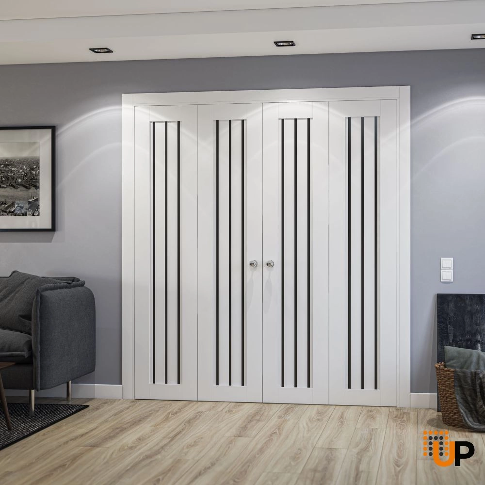 Double solid core sliding interior bi-fold double door | Basic 4906 White | 72 x 80 photo#2