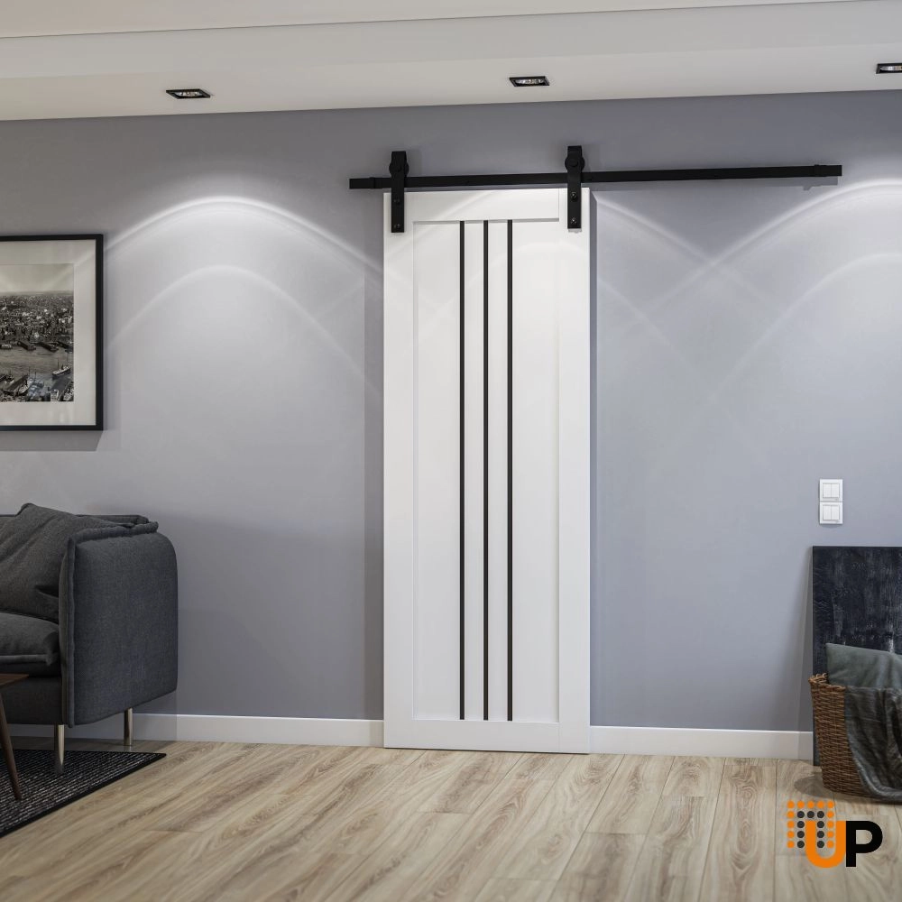 Single solid core sliding interior barn door | Basic 4906 White | 18 x 80 photo#2