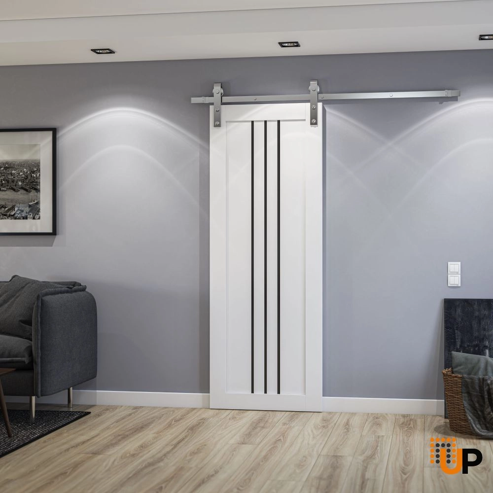 Single solid core sliding interior barn door | Basic 4906 White | 18 x 80 photo#2
