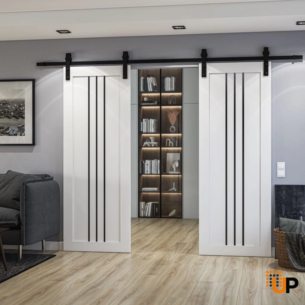 Double solid core sliding interior barn double door | Basic 4906 White | 36 x 80 photo#2