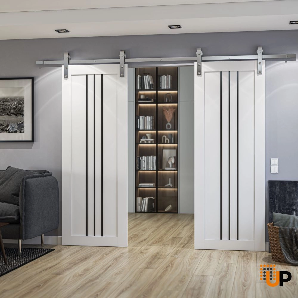 Double solid core sliding interior barn double door | Basic 4906 White | 36 x 80 photo#2