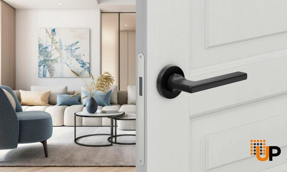 Door Euro Handle THELMA for Magnetic Lock, Black, Passage photo#2