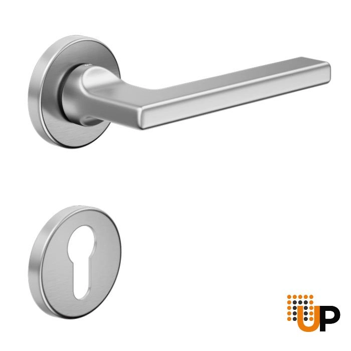 Door Euro Handle THELMA for Magnetic Lock, Satin Chrome, Privacy photo#1