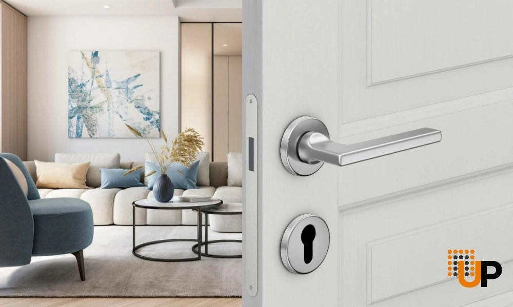 Door Euro Handle THELMA for Magnetic Lock, Satin Chrome, Privacy photo#2